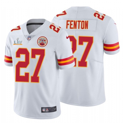 Men's Kansas City Chiefs #27 Rashad Fenton White NFL 2021 Super Bowl LV Stitched Jersey Men's Kansas City Chiefs #27 Rashad Fenton White NFL 2021 Super Bowl LV Stitched Jersey